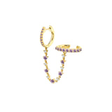 Hook Me Up Pave Hoop & Ear Cuff Floating Chain Earring