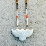 Moonstone Larger Phoenix Grey Orange Mix Necklace