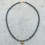 Black Spinel Grey Diamonds Evil Eye Necklace