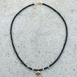 Black Spinel Grey Diamonds Evil Eye Necklace