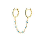 Hook Me Up Pave Double Hoops Floating Chain Earring