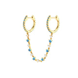 Hook Me Up Pave Double Hoops Floating Chain Earring