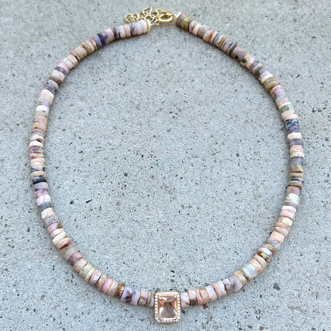 Taylor Pink/Beige Opal Necklace