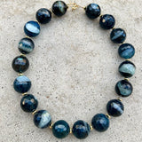 Faceted Big Mrs Atias Blue Agate Necklace