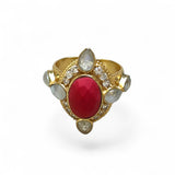 Solara Red Onyx Adjustable Ring