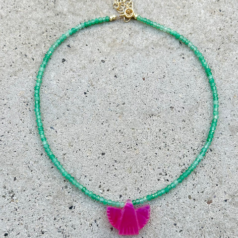 Queen Chalcedony Mini Thunderbird Necklace