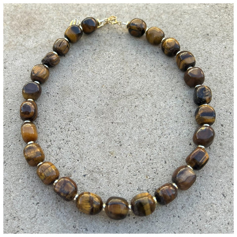 Tiger Eye Mrs Atias Oblong Necklace