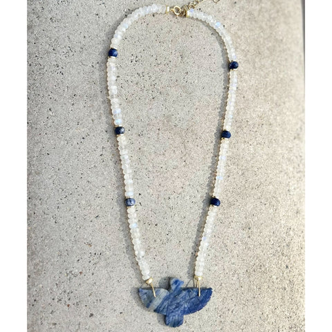 Sodolite & Moonstone Eagle Necklace