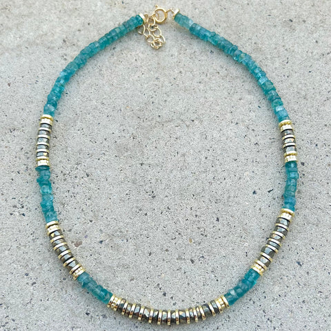 Greta Apatite & Pyrite Beaded Necklace