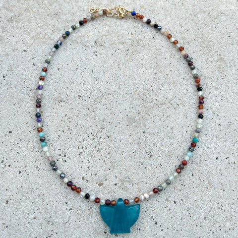 Blue Onyx Mini Thunderbird Necklace
