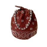 Brown Bandana Bucket Bag