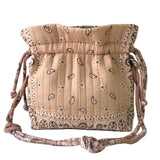 2 Tones Beige/Olive Green Bandana Trapeze Bag