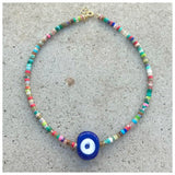 Biggie Blue Nazar Multi Heishi Necklace