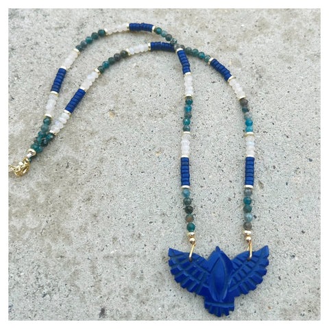 Lapis Phoenix Assorted Gems Necklace