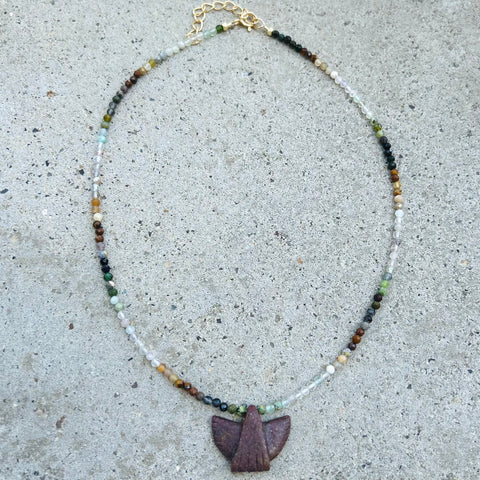 Mini Shade Jasper Thunderbird Necklace