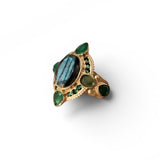 Solara Labradorite Green Onyx Adjustable Ring