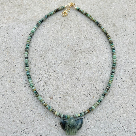 Mini Prehnite Thunderbird Necklace