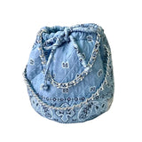Medium Blue Bandana Bucket Bag