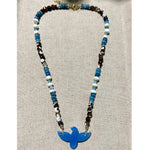 Blue Chalcedony Eagle Beaded Necklace