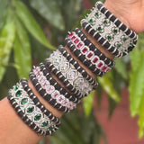 Cindy Black & Clear Woven Bracelet