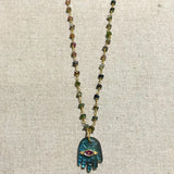 Labradorite Hamsa Tourmalines Necklace