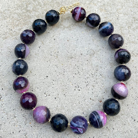 Faceted Big Mrs Atias Purple Agate Necklace