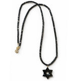 Large Black Onyx Hai on Heishi Long Necklace
