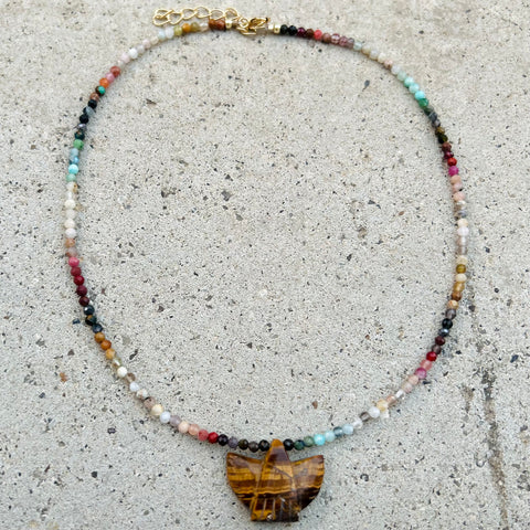 Mini Tiger Eye Thunderbird Necklace