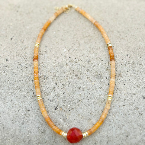 Sinay Organge Adventurine Beaded Necklace
