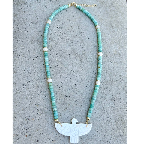 MOP & Amazonite Eagle Necklace