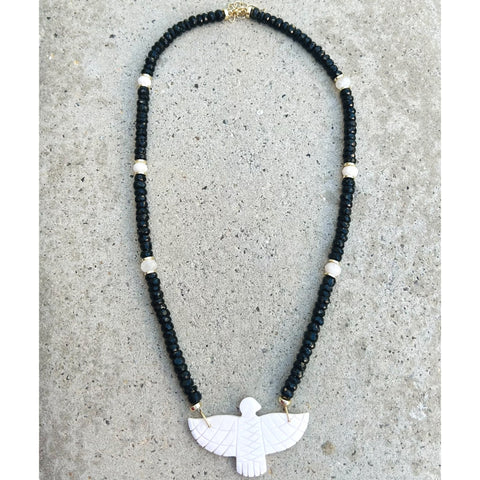 MOP & Black Onyx Eagle Necklace