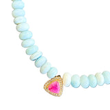 Big Liv Pink Chalcedony & Light Blue Opals Necklace