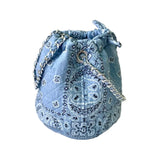 Medium Blue Bandana Bucket Bag