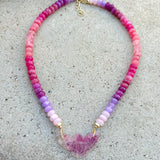 Purple Fluorite & Jade Mix OOAK  Phoenix Necklace