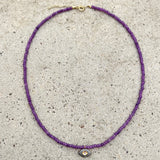Lavender Jade Grey Diamonds Eye Necklace