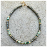 Greta Pyrite & Emerald Beaded Necklace