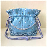 2 Tones Grey/Blue Bandana Trapeze Bag