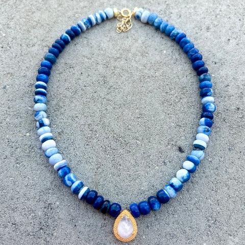 Copacabana Moonstone & Blue Opals Alexis Necklace