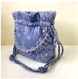 Grey Blue Bandana Trapeze Bag