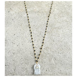 Moonstone Hamsa Black Onyx Necklace