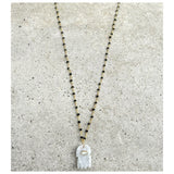 Moonstone Hamsa Black Onyx Necklace