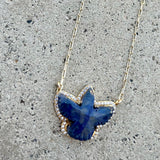 Lapis eagle pave necklace