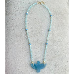 Blue Chalcedony & Aquamarine Eagle Necklace
