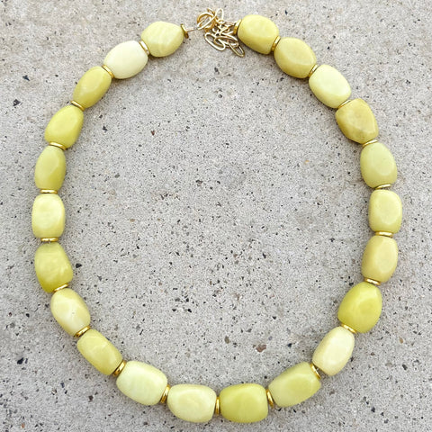 Mrs Atias Yellow Oblong Chunky Necklace
