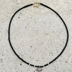 Black Spinel Grey Diamonds Eye Necklace