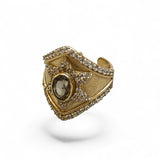 Smokey Quartz Magen Ha’or Adjustable Ring