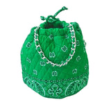 Bottega Green Bandana Bucket Bag