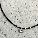 Black Spinel Grey Diamonds Eye Necklace