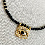 Dangling Square  Black Onyx Necklace