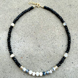 Claudia Black Onyx & Dandrit Opals Necklace